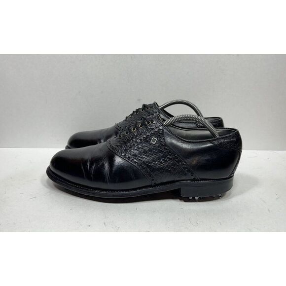 Vintage Footjoy Classics Dry Black Leather Woven Golf Shoes 51472 Mens Sz 9 D - Picture 3 of 8